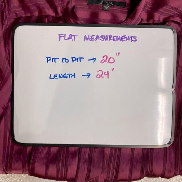 Guess Burgundy Satiny Semi Sheer Striped Faux Wrap Blouse W Neck Tie L - Picture 6 of 16